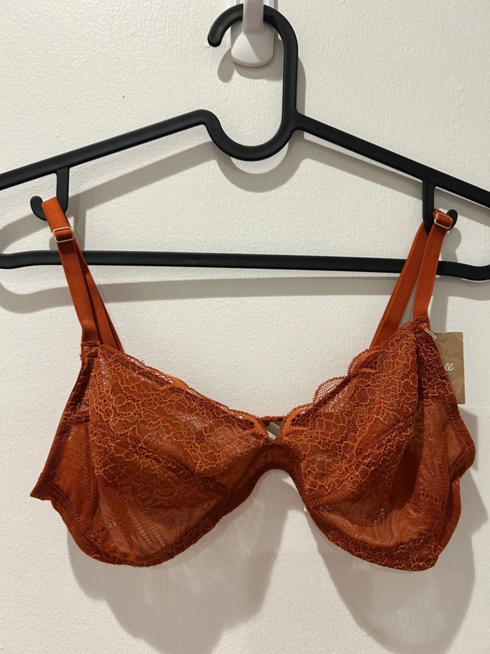 NWT Madewell Lace Camila Bralette in faded rust size S